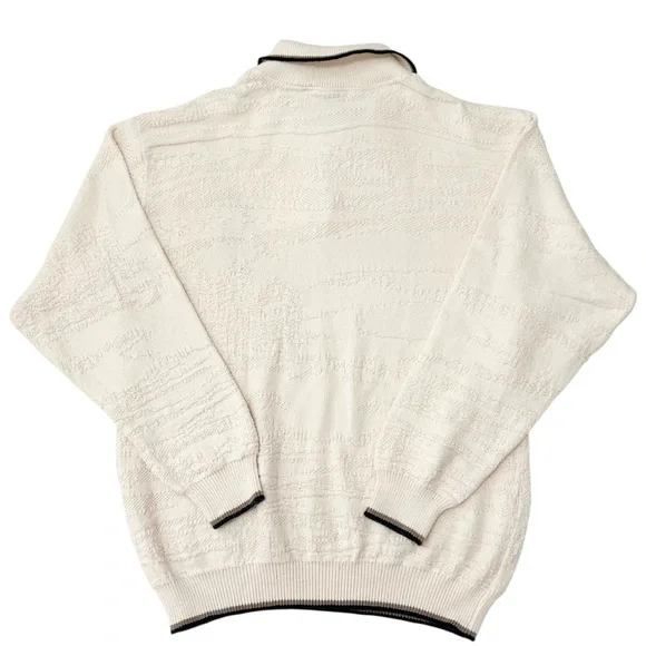 Vintage 90s Northern Golf Elements Knit Collared Textured Grandpa Sweater Medium - Picture 2 of 5